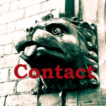 bouton contact sur fond de gargouille office du tourisme de Strasbourg